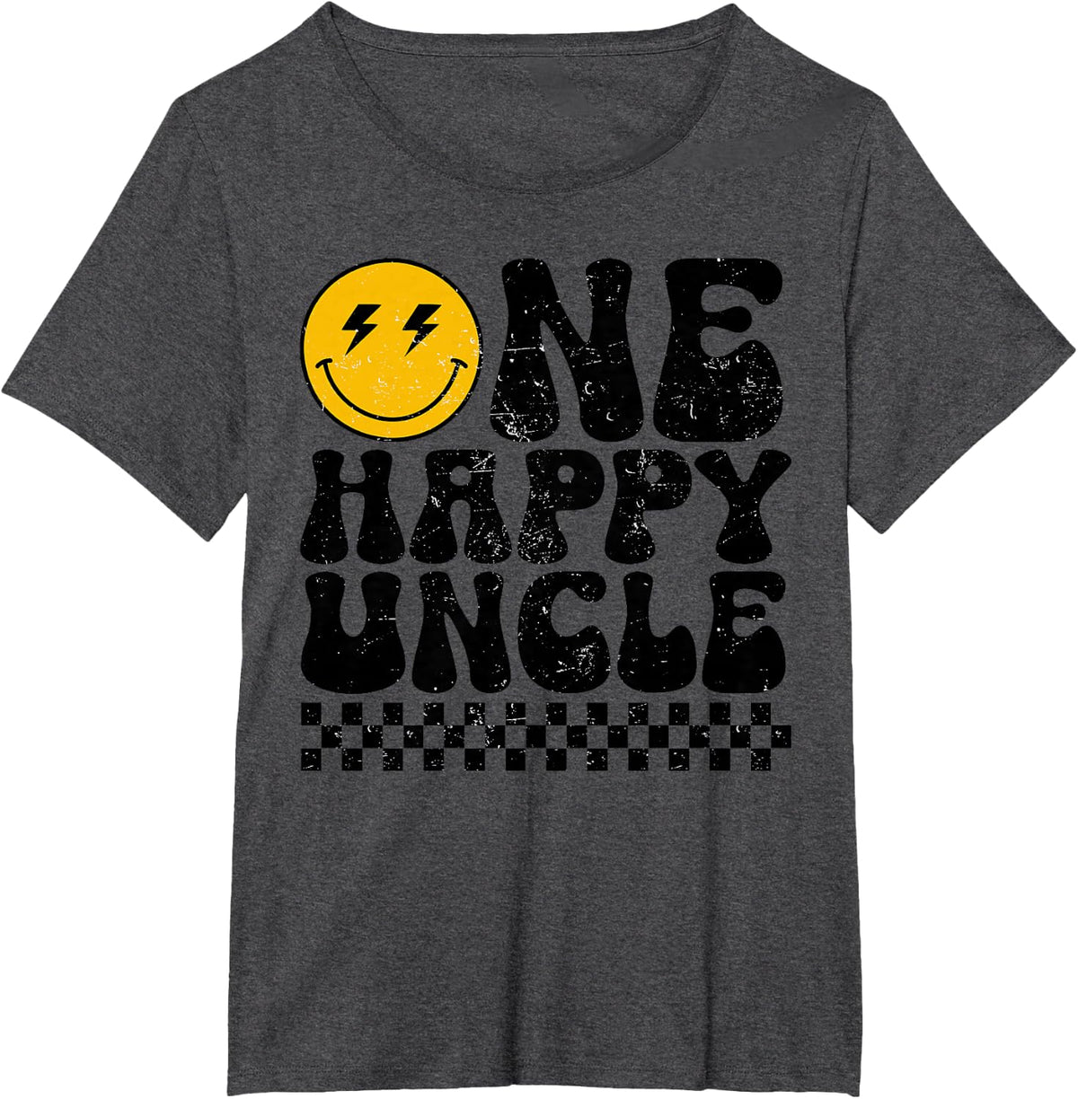 One Happy Family Uncle 1st Birthday Matching T-Shirt - Dark Heather Grey