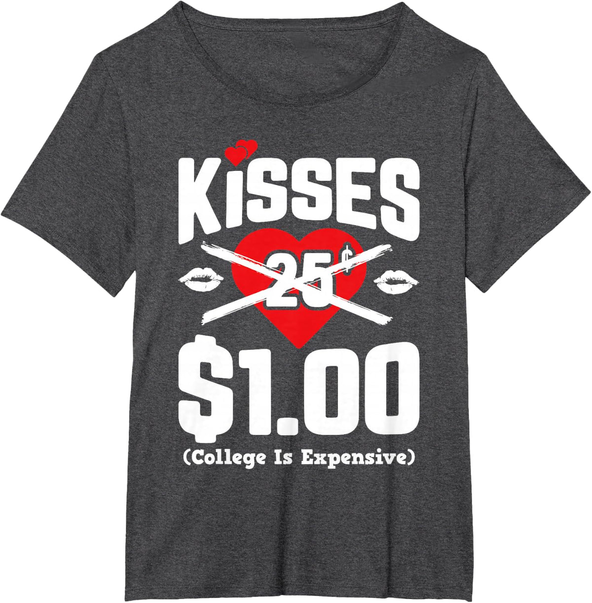 Kisses 25 Cents Shirt Boys Girls Funny Kids Valentines Day T-Shirt - Dark Heather Grey