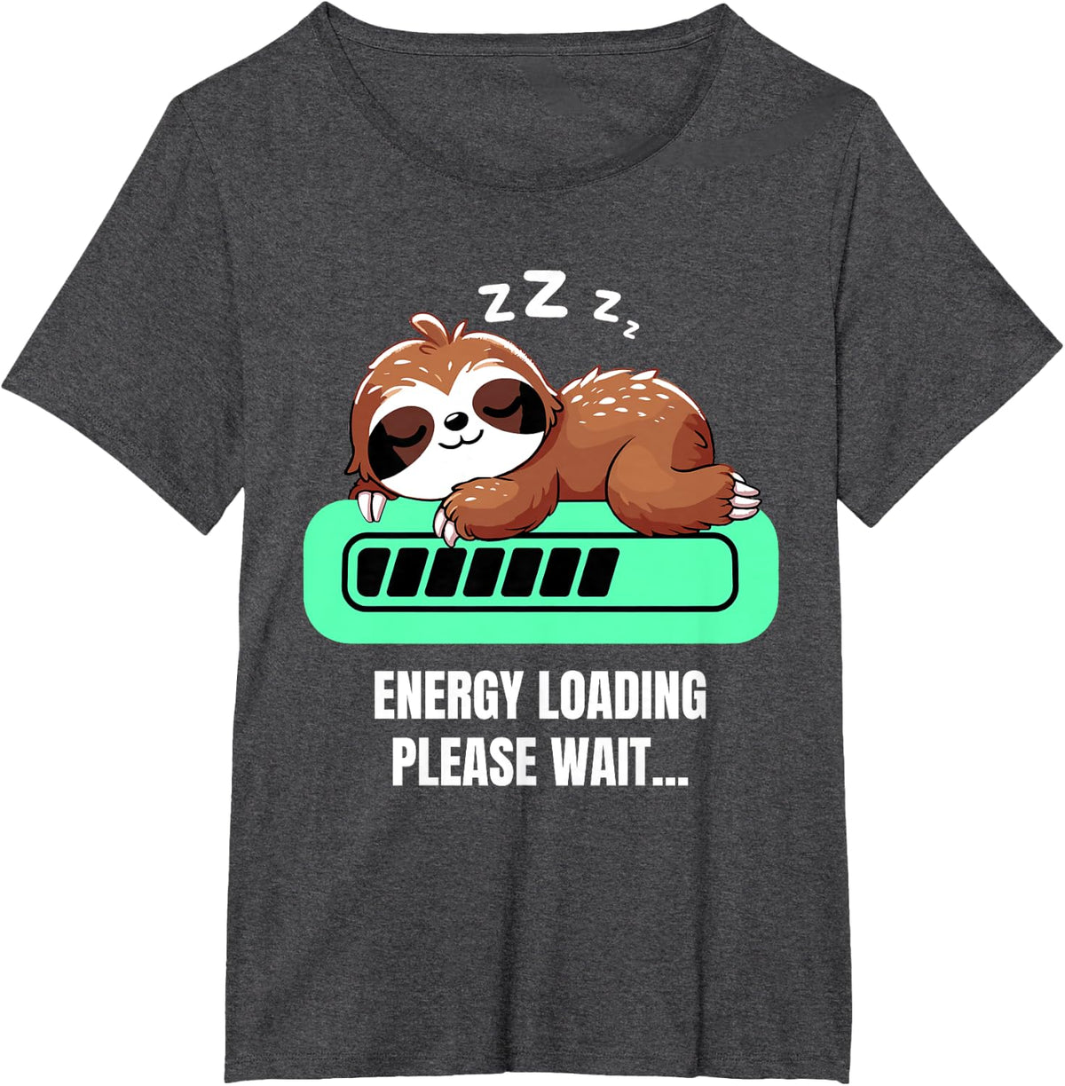 Sloth Sleep Energy Charge Sleep Outfit Cute T-Shirt - Dark Heather Grey