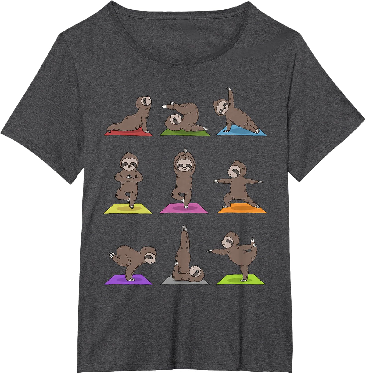 Sloth Yoga T-Shirt - Funny Sloth Shirts For Women Men Yoga Lovers Tees - Dark Heather Grey