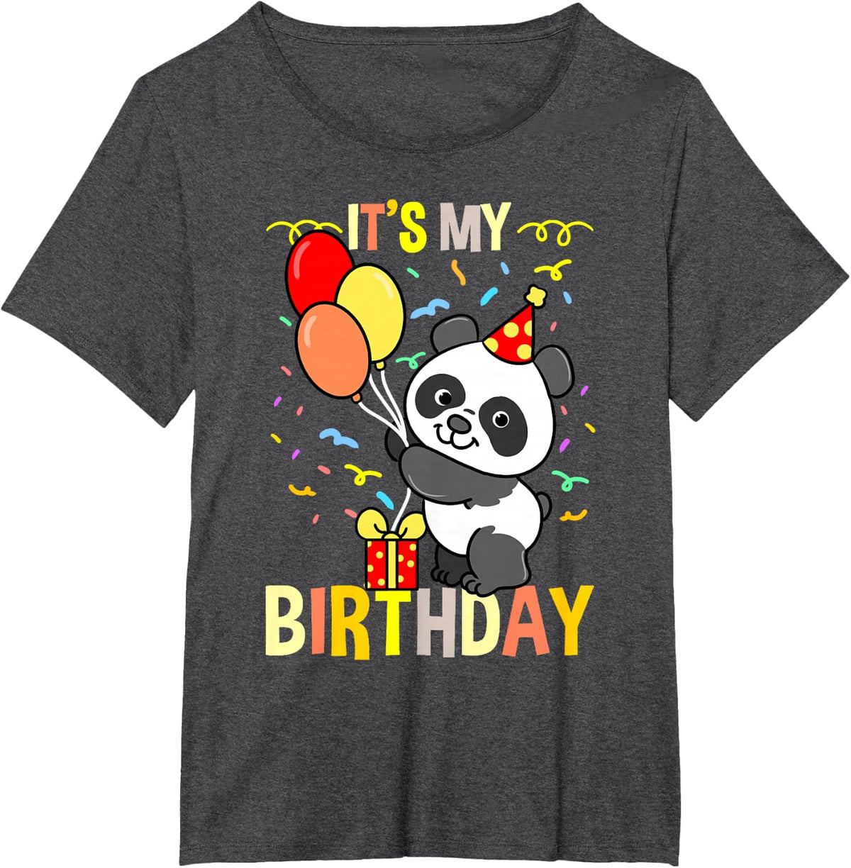 It's My Birthday Panda Tee Shirt Gift For Men Women Kids Birthday T-Shirt - Dark Heather Grey