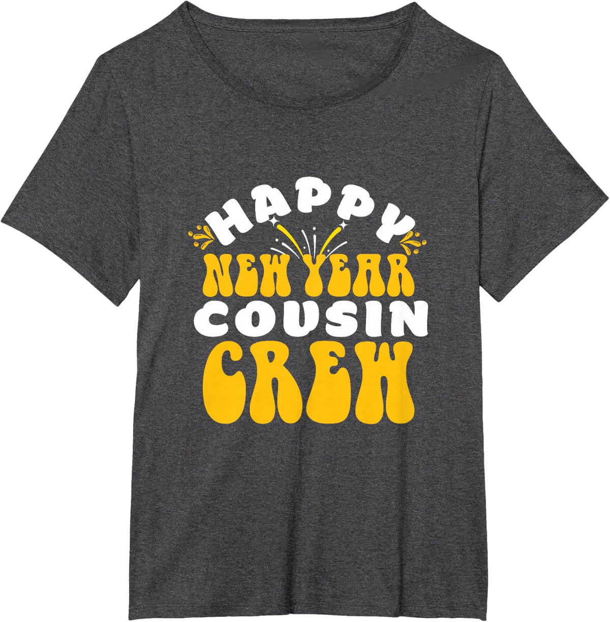 Happy New Year Cousin Crew 2024 Group Matching Family T-Shirt - Dark Heather Grey