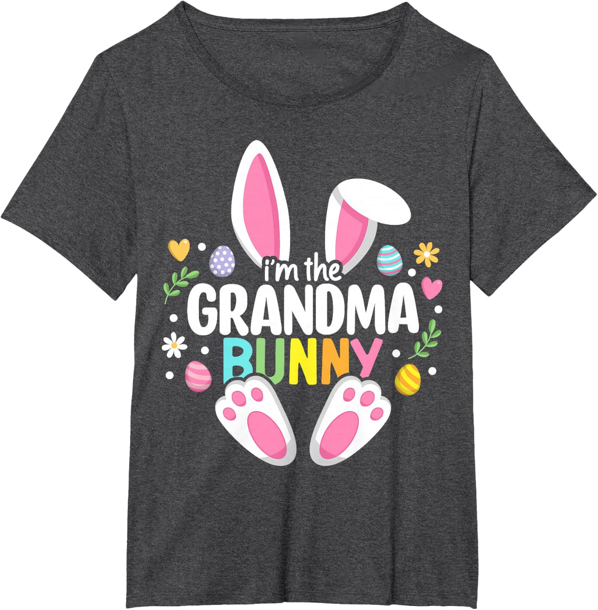 Easter Grandma Bunny Nana Happy Easter Day Family Matching T-Shirt - Dark Heather Grey