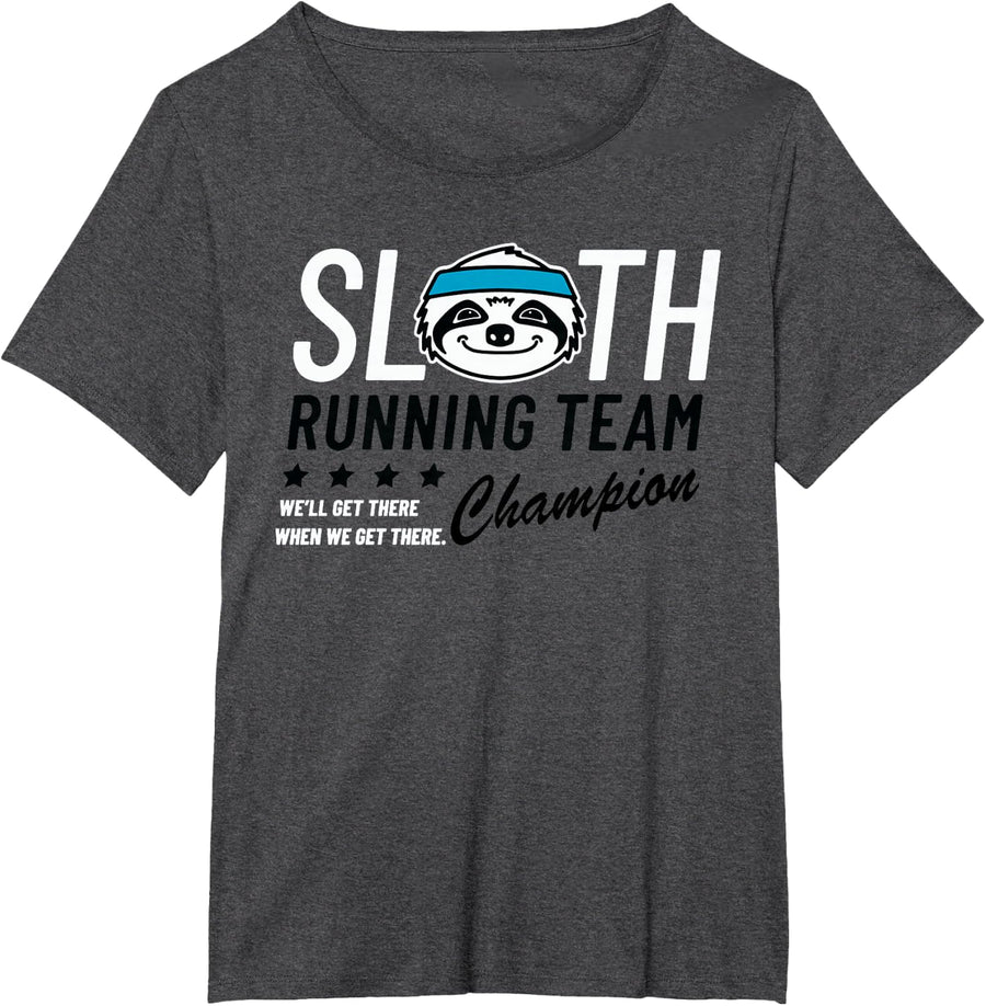 Sloth Running Team Champion T-Shirt Funny Run Tee for Men Women Runners Gift - Dark Heather Grey