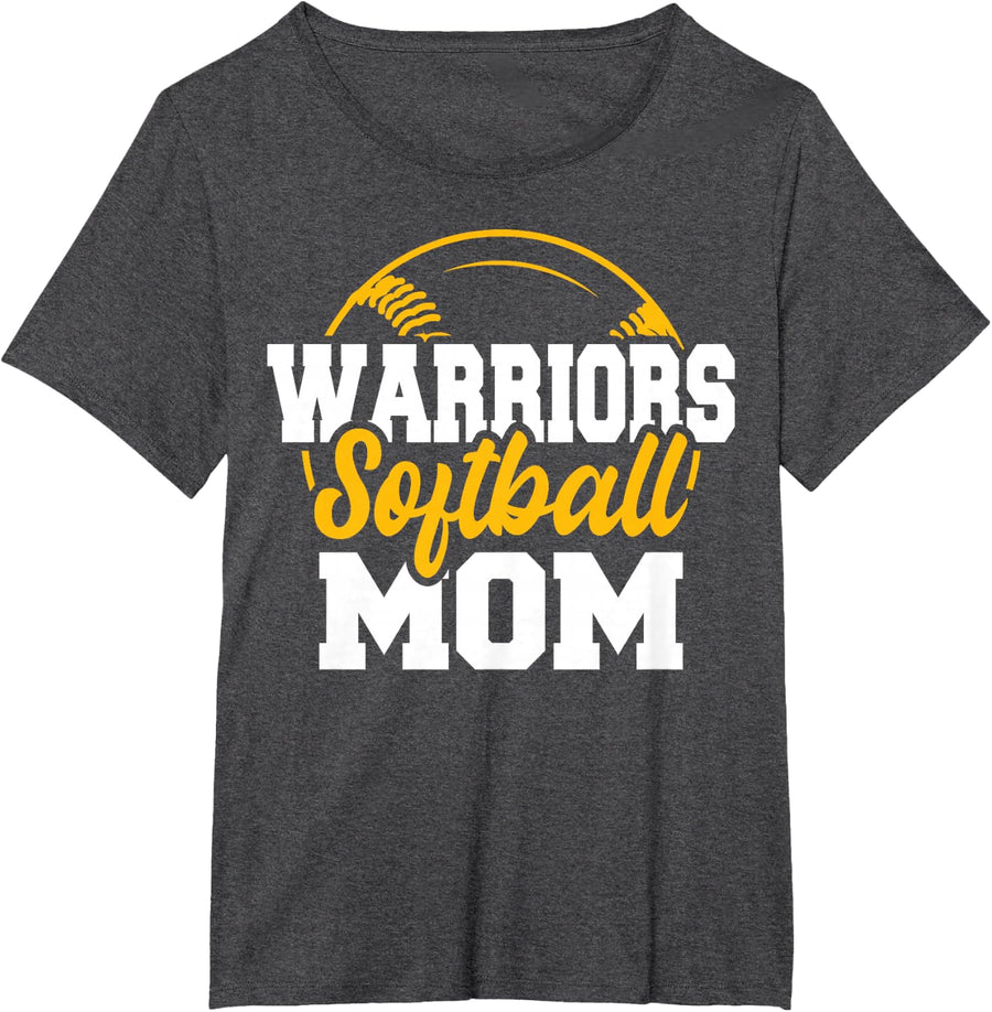 Warriors Softball Mom - Softball Mother Baseball Payer Women T-Shirt - Dark Heather Grey