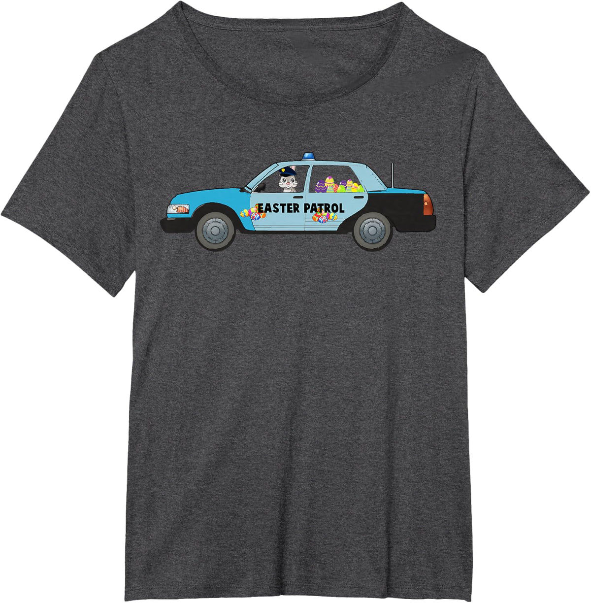 Easter Police Eggs Boys Girls Kids Bunny Rabbit Cruiser T-Shirt - Dark Heather Grey