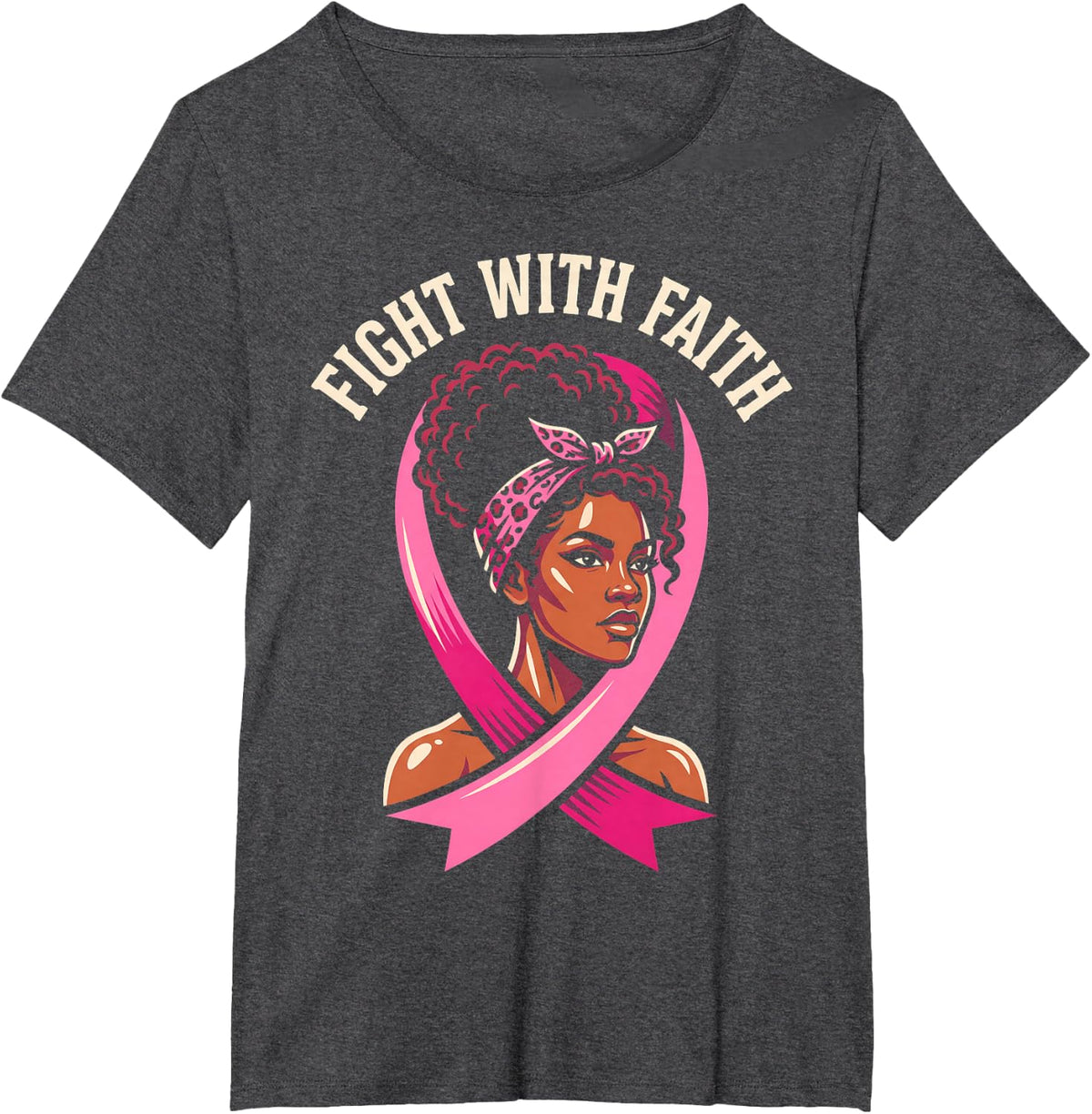 Fight with Faith Woman Kerchief Loop Hope T-Shirt - Dark Heather Grey