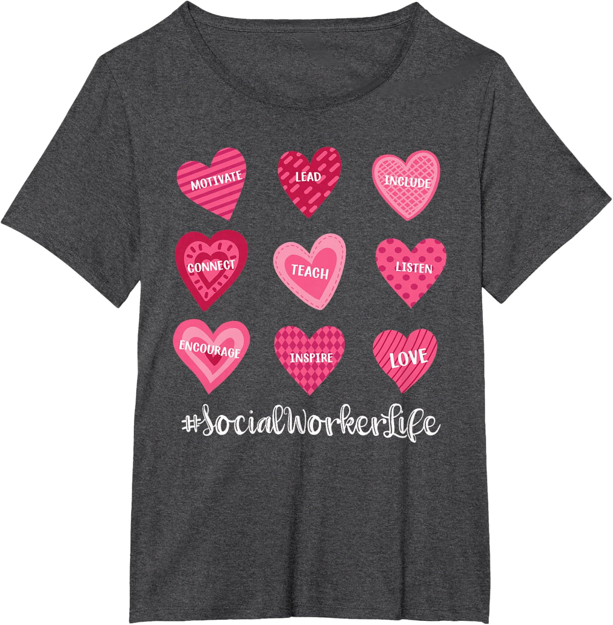 Social Worker Teacher Candy Sweet Heart Love Valentines Day T-Shirt - Dark Heather Grey