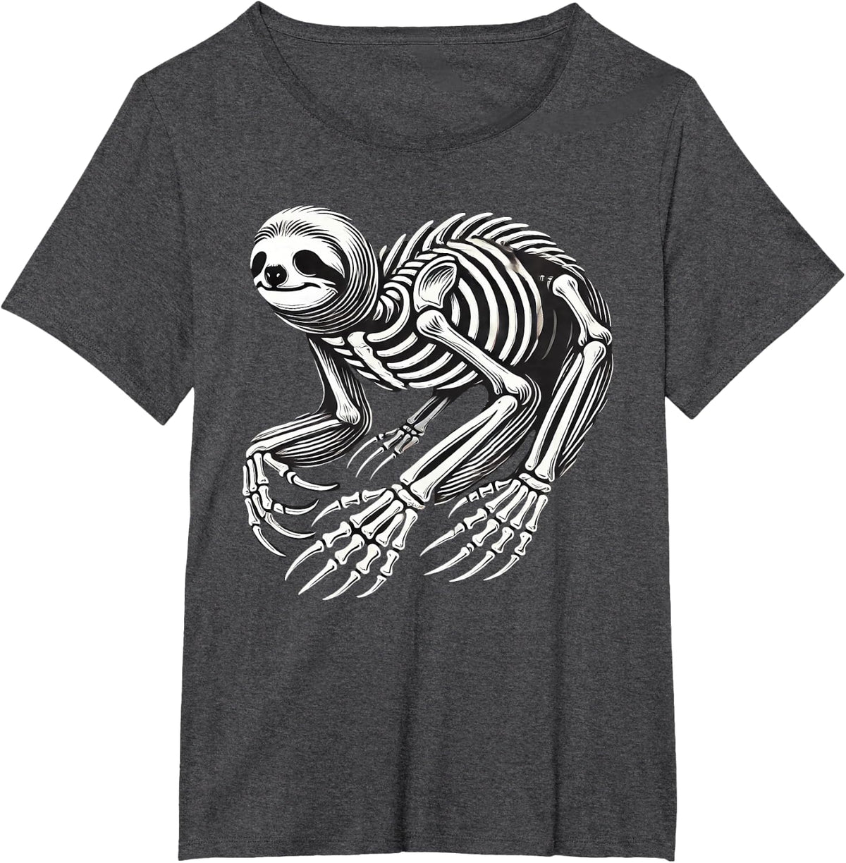 Sloth Skeleton Halloween T-Shirt - Dark Heather Grey