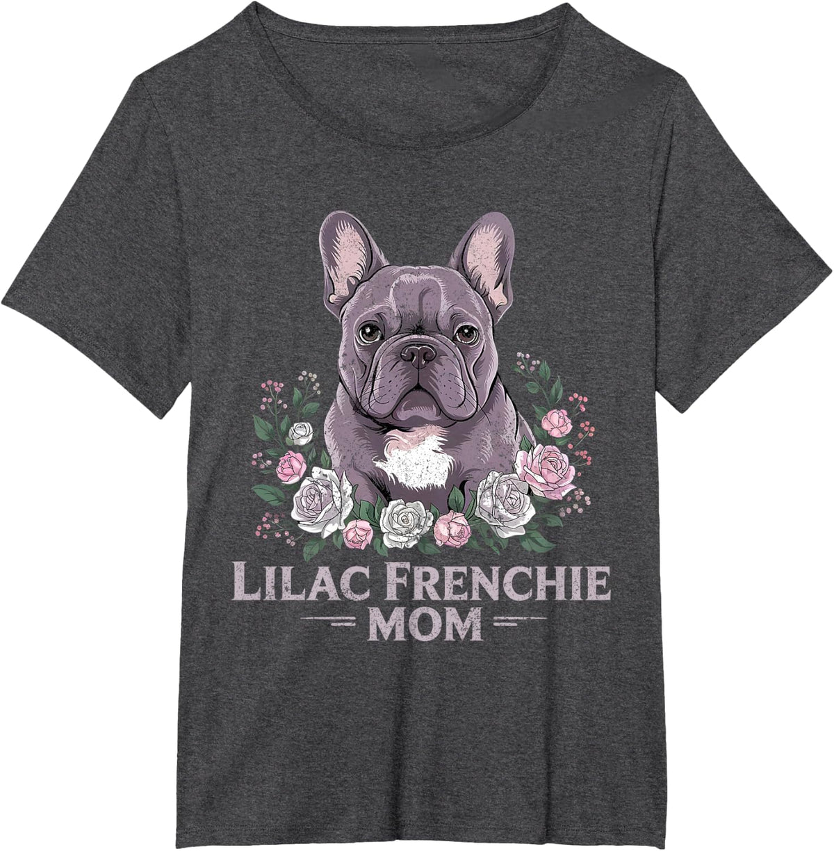 Women Lilac Frenchie Mom French Bulldog Mama Dog Lover Gift T-Shirt - Dark Heather Grey