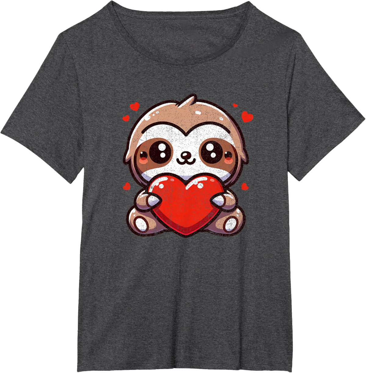 Valentines Day Sloth Heart Lover Funny Tees T Shirts Boys Girls Men Women Kids - Dark Heather Grey