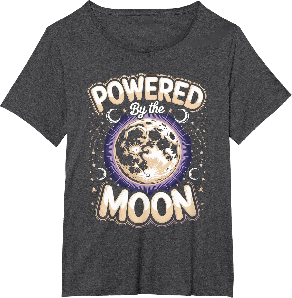 Powered by the Moon Sign Astrology Lunar Zodiac T-Shirt - Dark Heather Grey