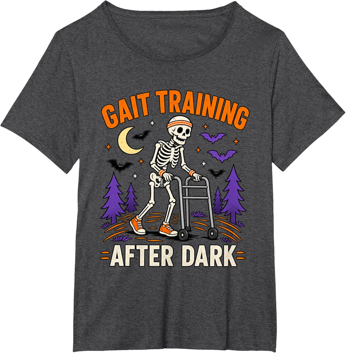 Physical Therapist Halloween Gait Training Walker T-Shirt - Dark Heather Grey