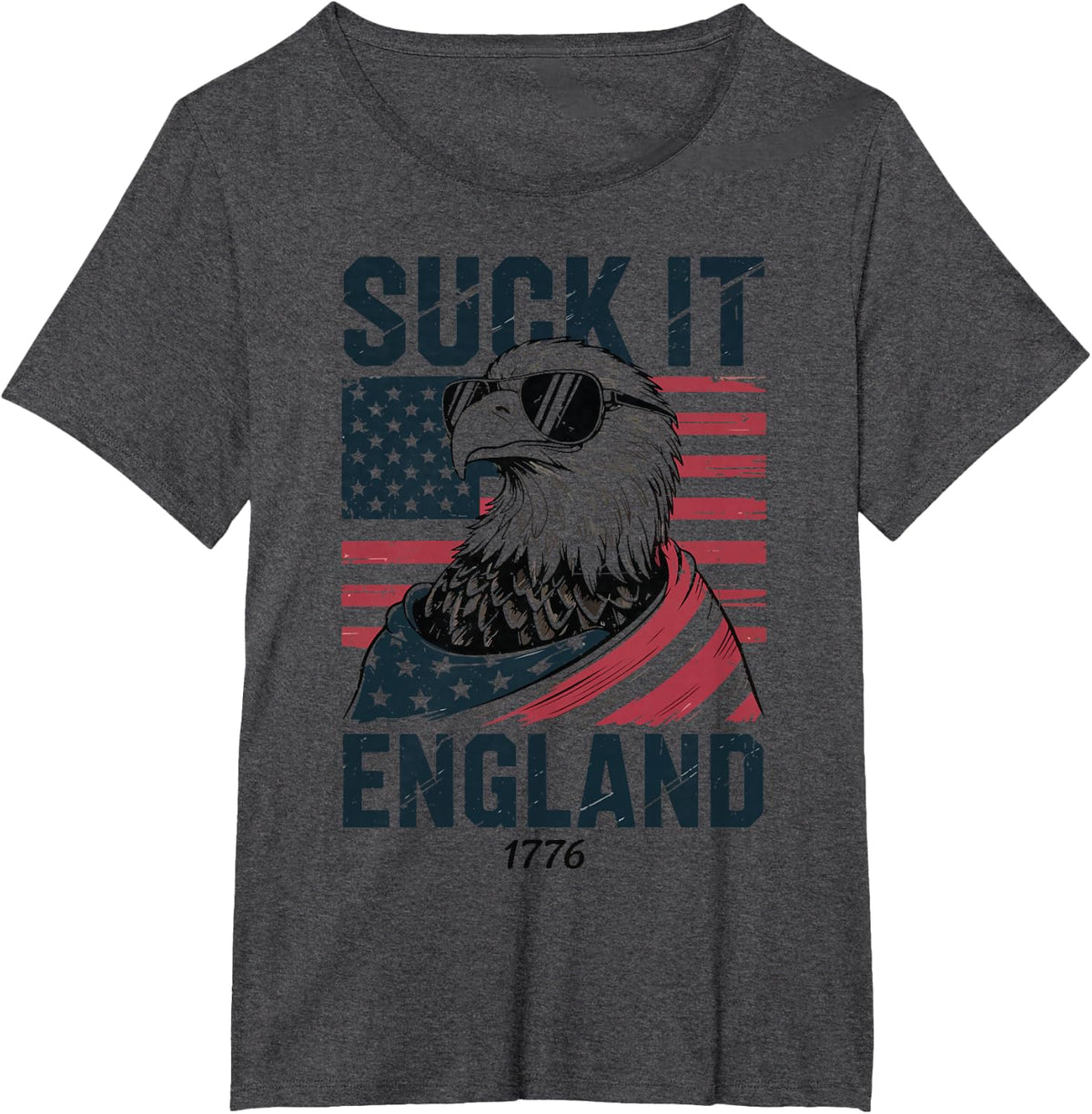 Youth Suck-It England 4th July Bald Eagle American Flag Men T-Shirt - Dark Heather Grey
