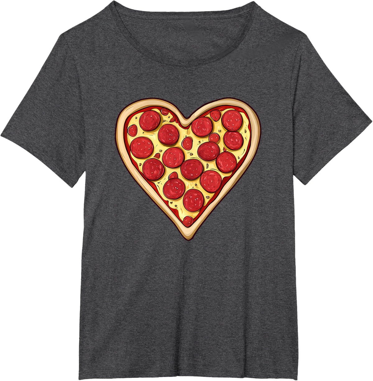 Pizza Love Valentines Day Heart T-Shirt - Dark Heather Grey