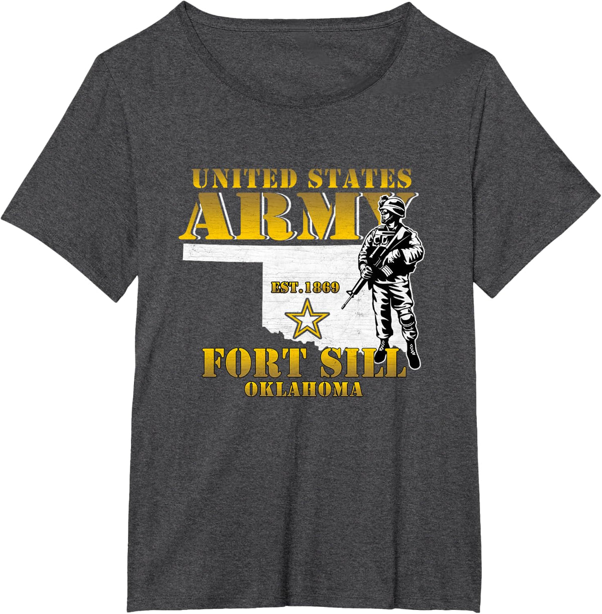 Fort Sill Oklahoma Us Army Base Ft Sill Veterans Vintage T-Shirt - Dark Heather Grey