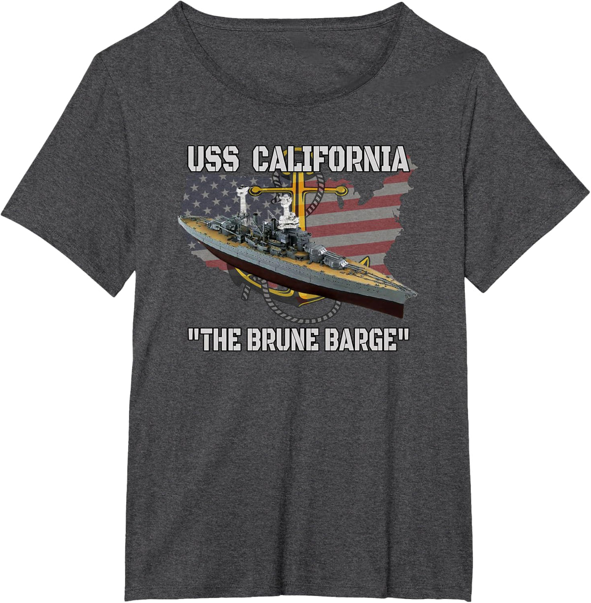 USS California BB-44 Battleship Veterans Day Warship Father T-Shirt - Dark Heather Grey
