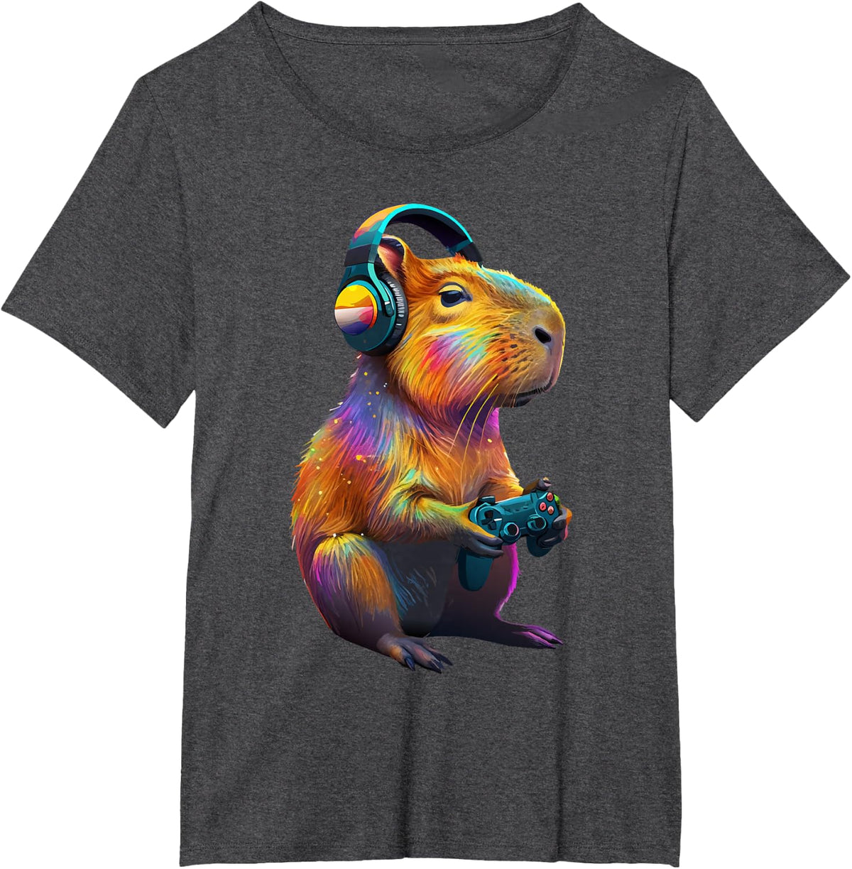 Capybara Funny Video Games Capybara T-Shirt - Dark Heather Grey