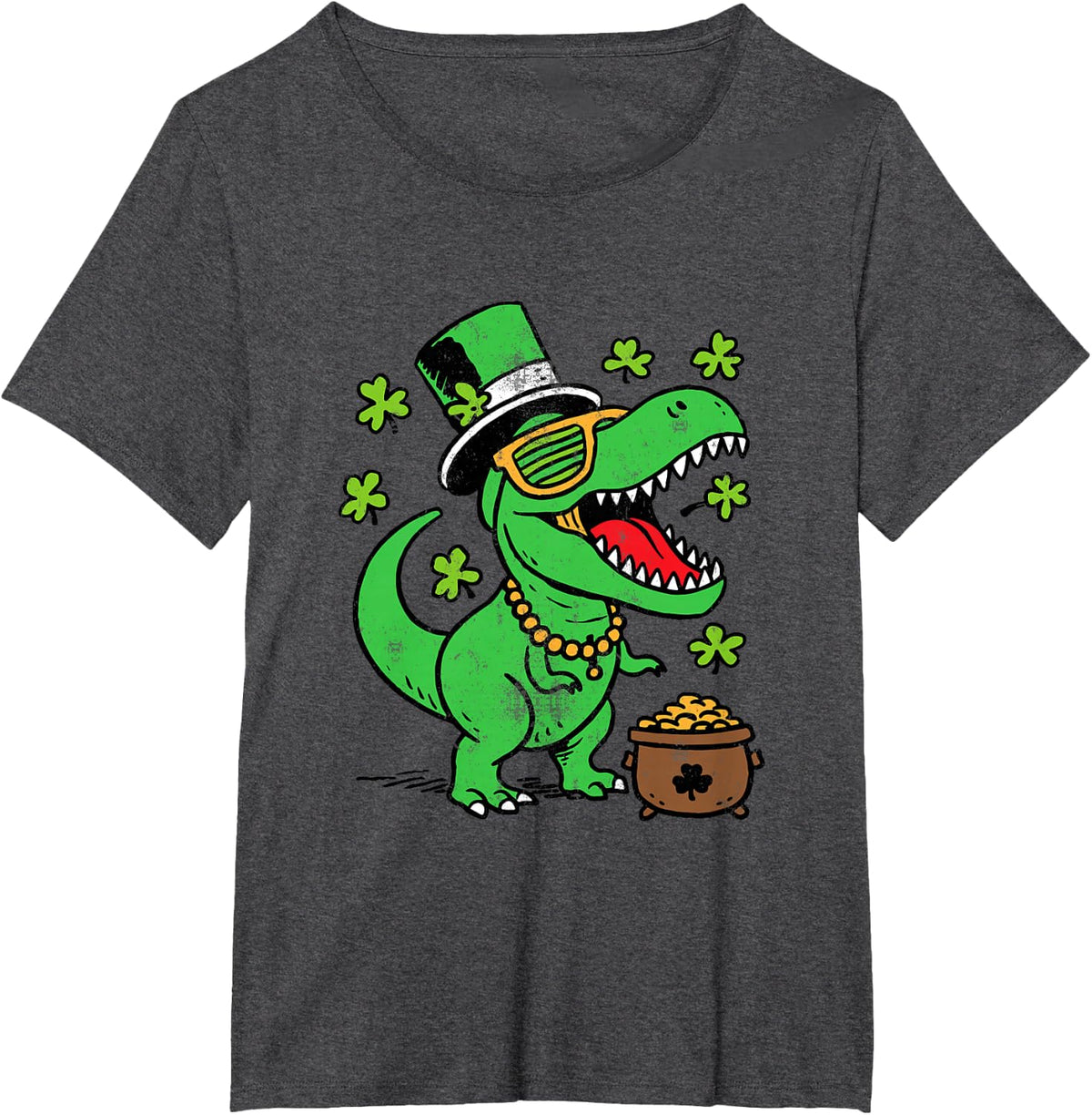 St Patricks Day Dinosaur Saint Pattys Trex Boys Kids Toddler T-Shirt - Dark Heather Grey
