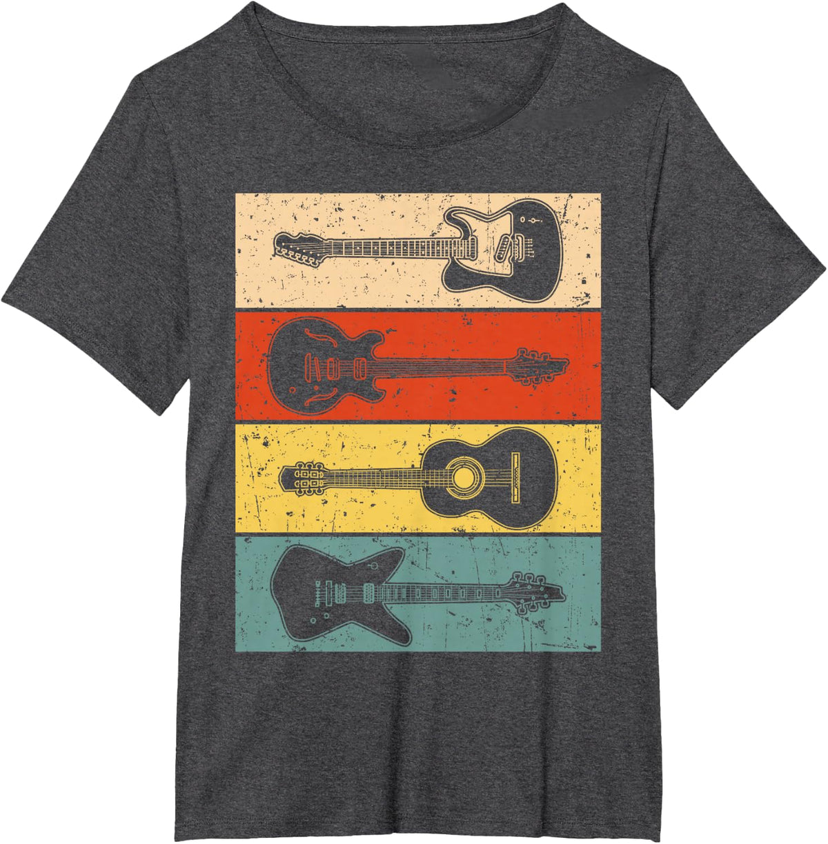 Cool Guitar For Men Women Vintage Guitar Lovers Guitarist T-Shirt - Dark Heather Grey
