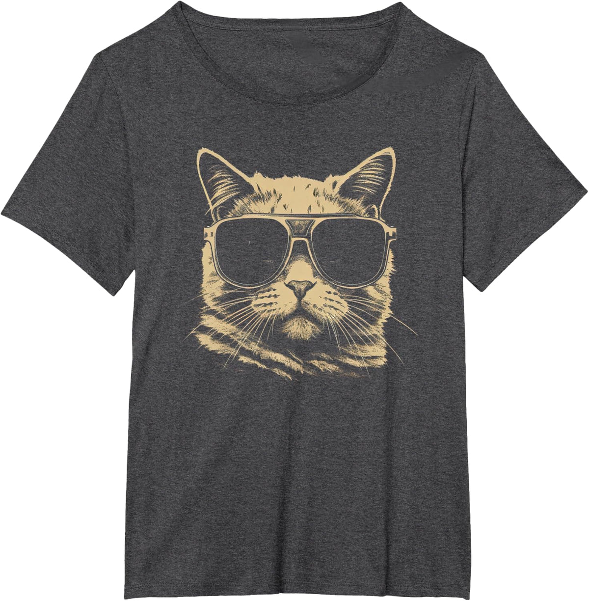 Funny Cat cool Stencil art Punk Rock T-Shirt for Men Women Kids - Dark Heather Grey