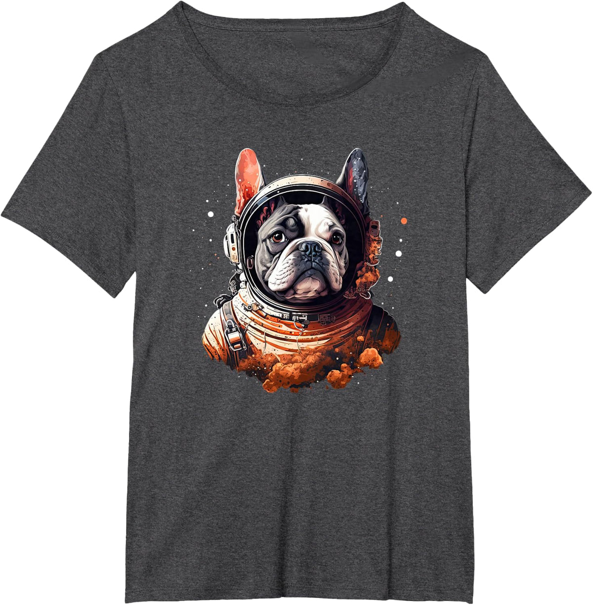Funny French Bulldog Frenchie Astronaut in the Space T-Shirt - Dark Heather Grey