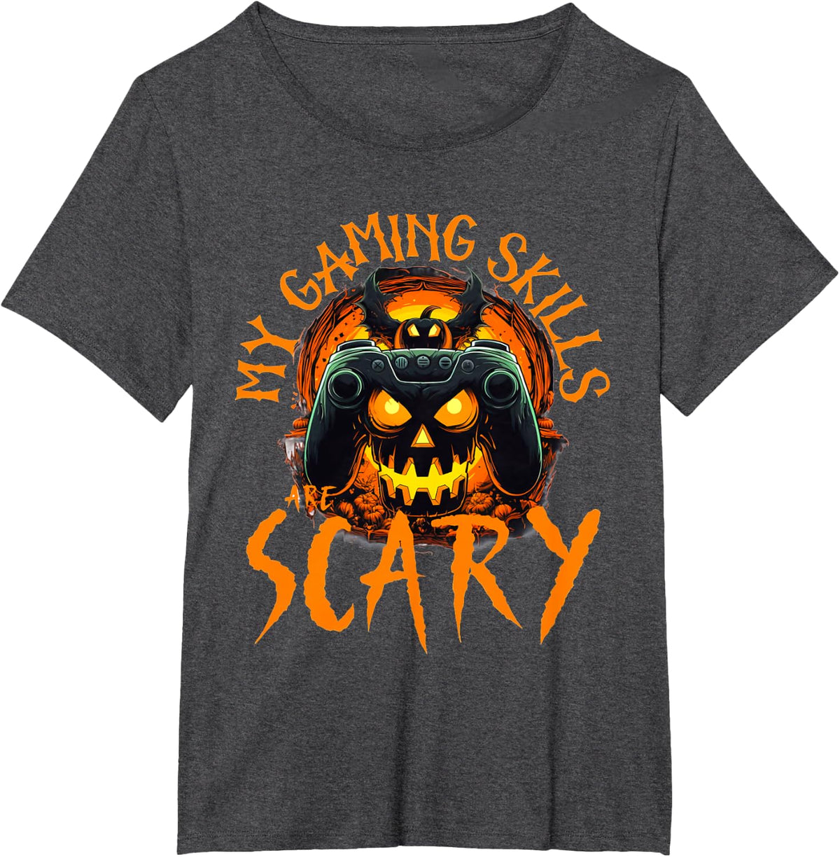 My Gaming Skills Are Scary Funny Halloween Costume Gamer Tee T-Shirt - Dark Heather Grey