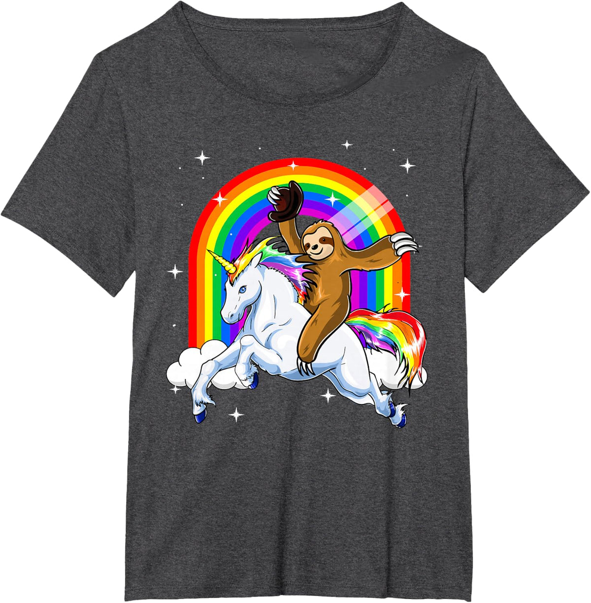 Sloth Riding Unicorn Women Kids Slothicorn Gifts T-Shirt - Dark Heather Grey