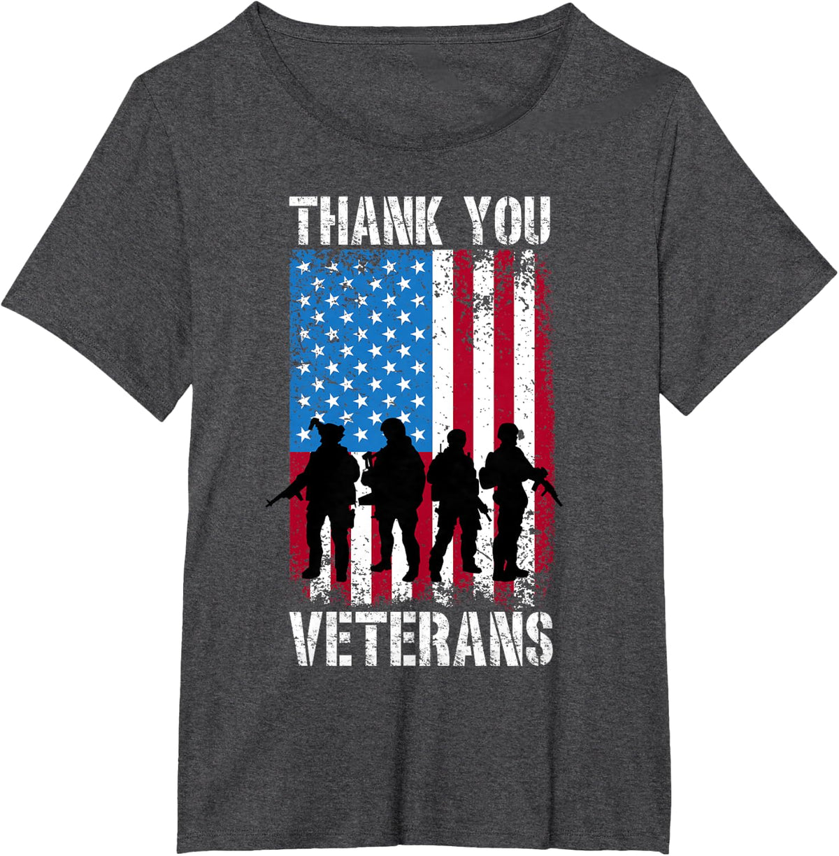 Thank You Veterans Military Services Armed Forces T-Shirt - Dark Heather Grey