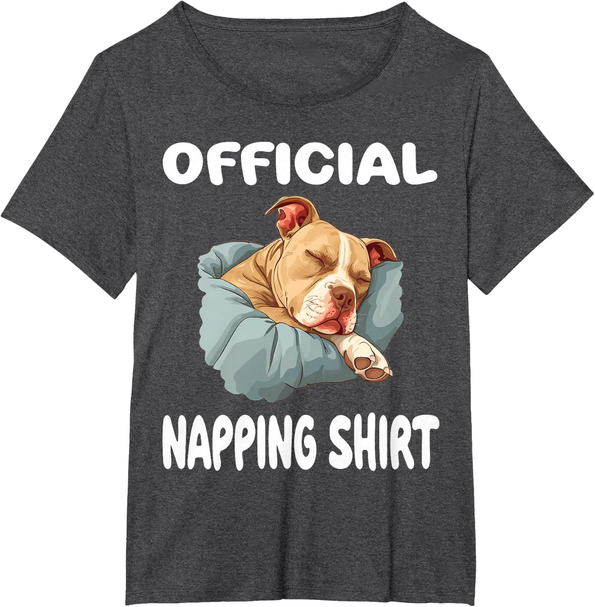 Pittie Pitbull Terrier Dog Pajama Nightgown Official Napping T-Shirt - Dark Heather Grey