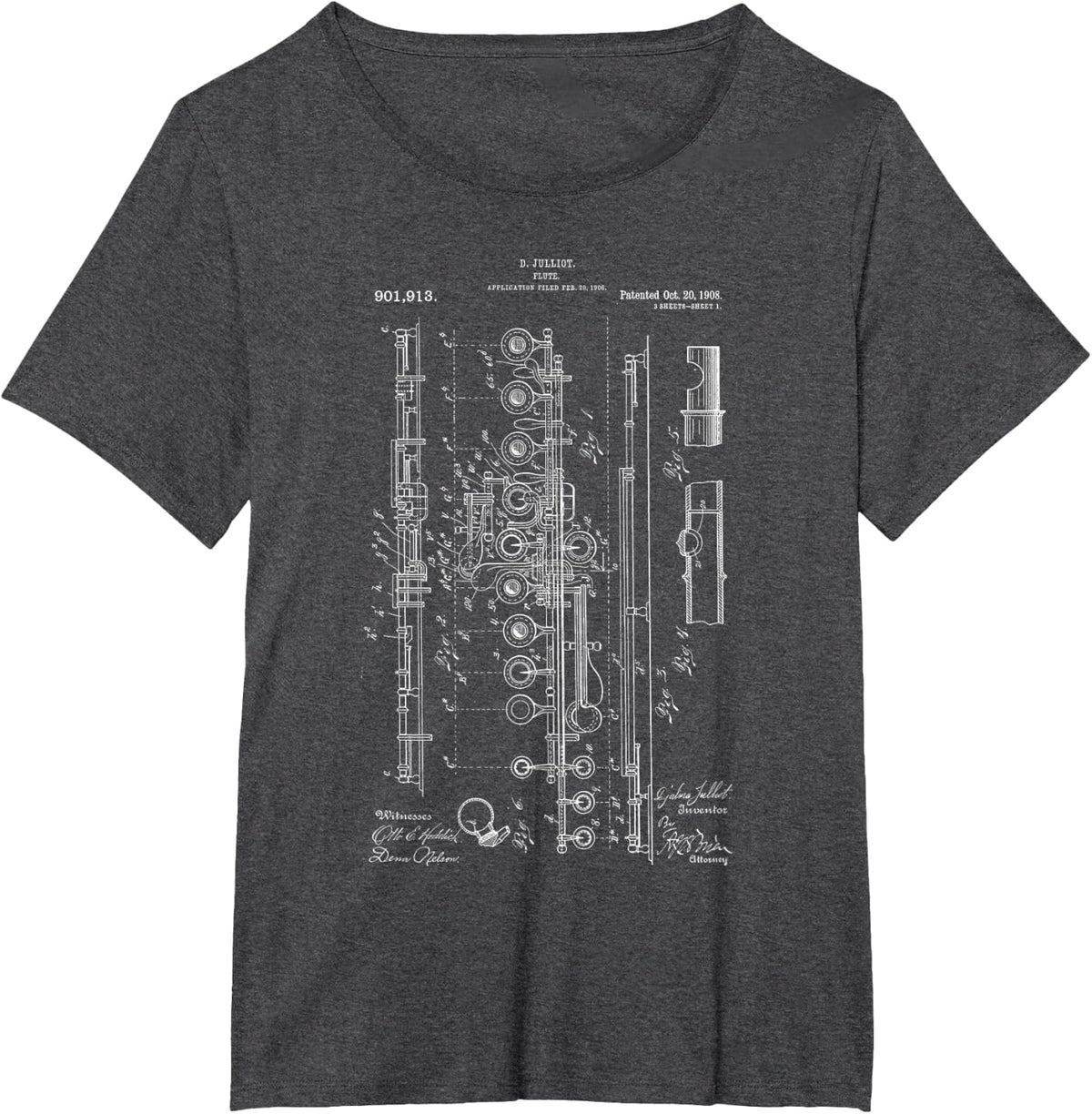 Flute Patent T-Shirt T-Shirt - Dark Heather Grey