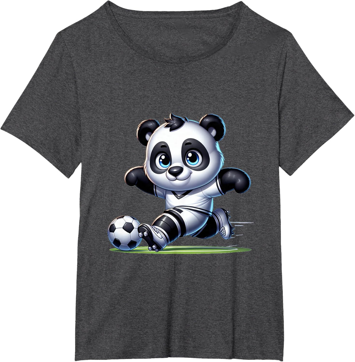 Cute Soccer Player Panda T-Shirt - Dark Heather Grey