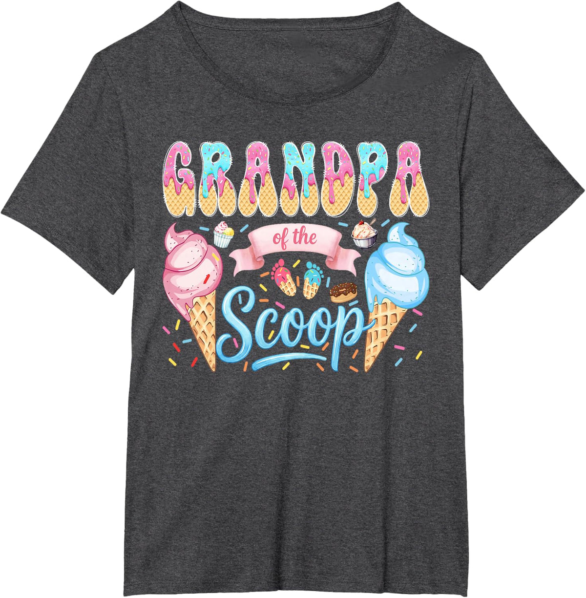 Grandpa of The Scoop Ice Cream Gender Reveal Baby Shower T-Shirt - Dark Heather Grey