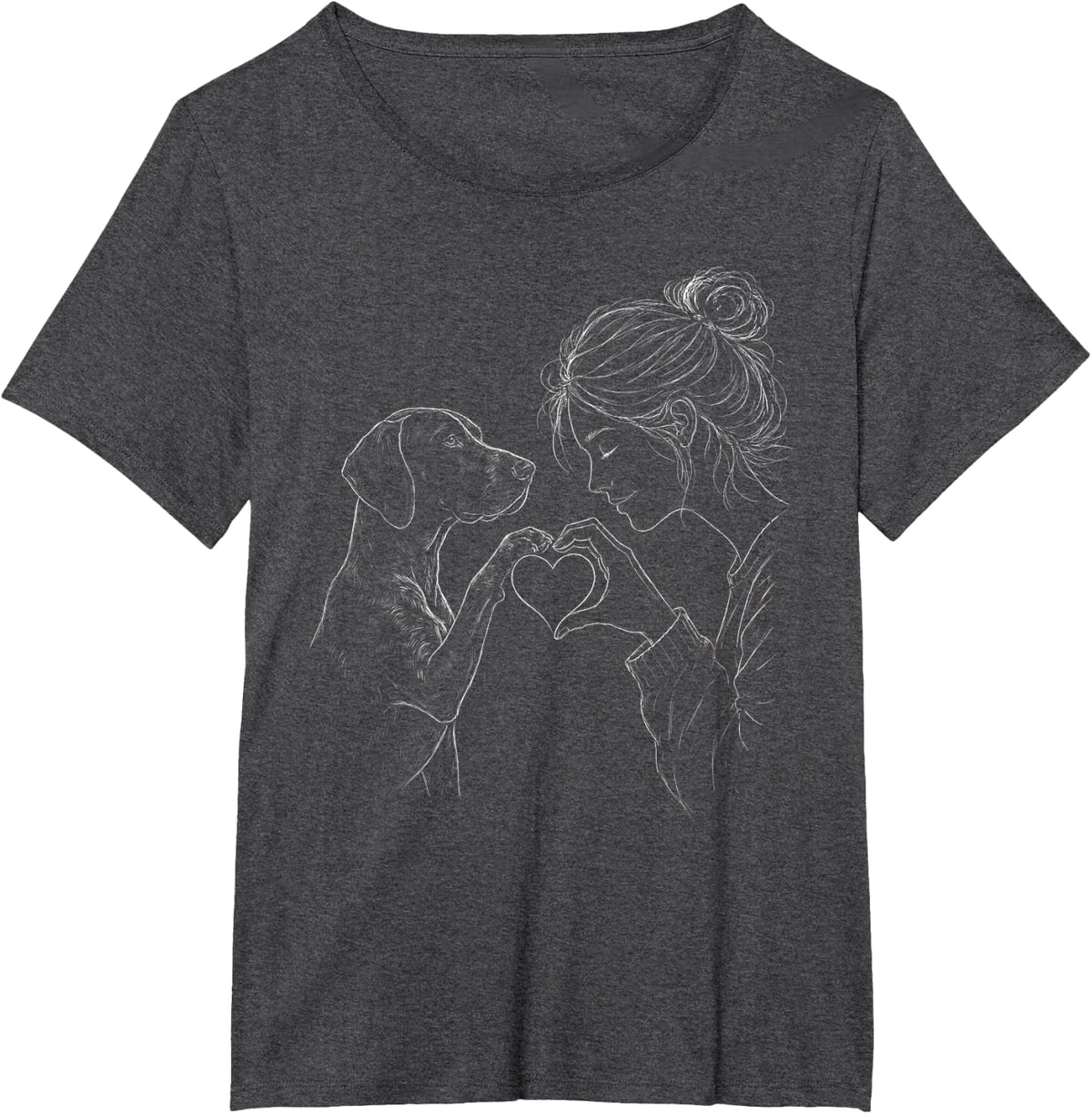 German Shorthaired Pointer Mom Heart Sign Line Art Women T-Shirt - Dark Heather Grey