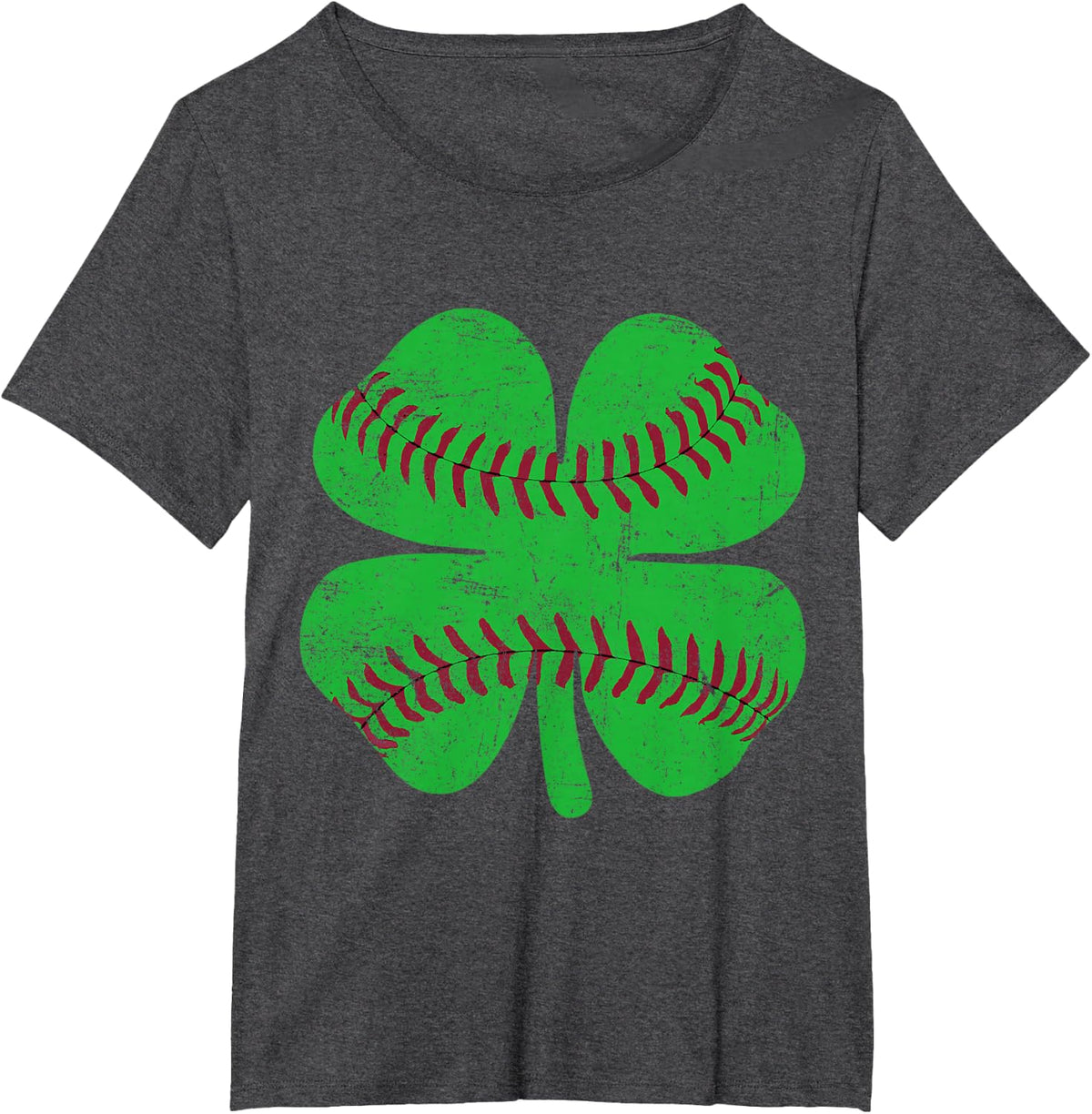 Baseball St Patricks Day Boys Girls Men Women Shamrock T-Shirt - Dark Heather Grey