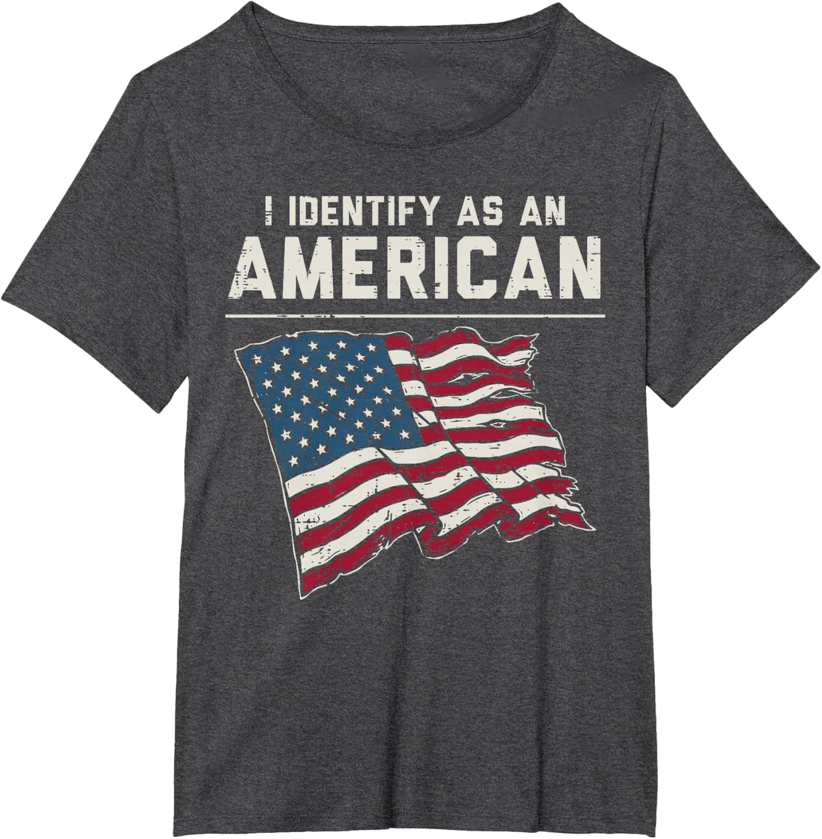 I Identify As an American US Flag 4th of July Men Women Kids T-Shirt - Dark Heather Grey