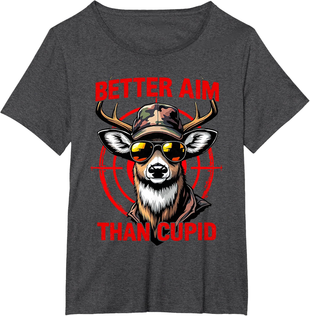 I Aim Better Than Cupid Hunting Deer Valentine’s Day Men T-Shirt - Dark Heather Grey