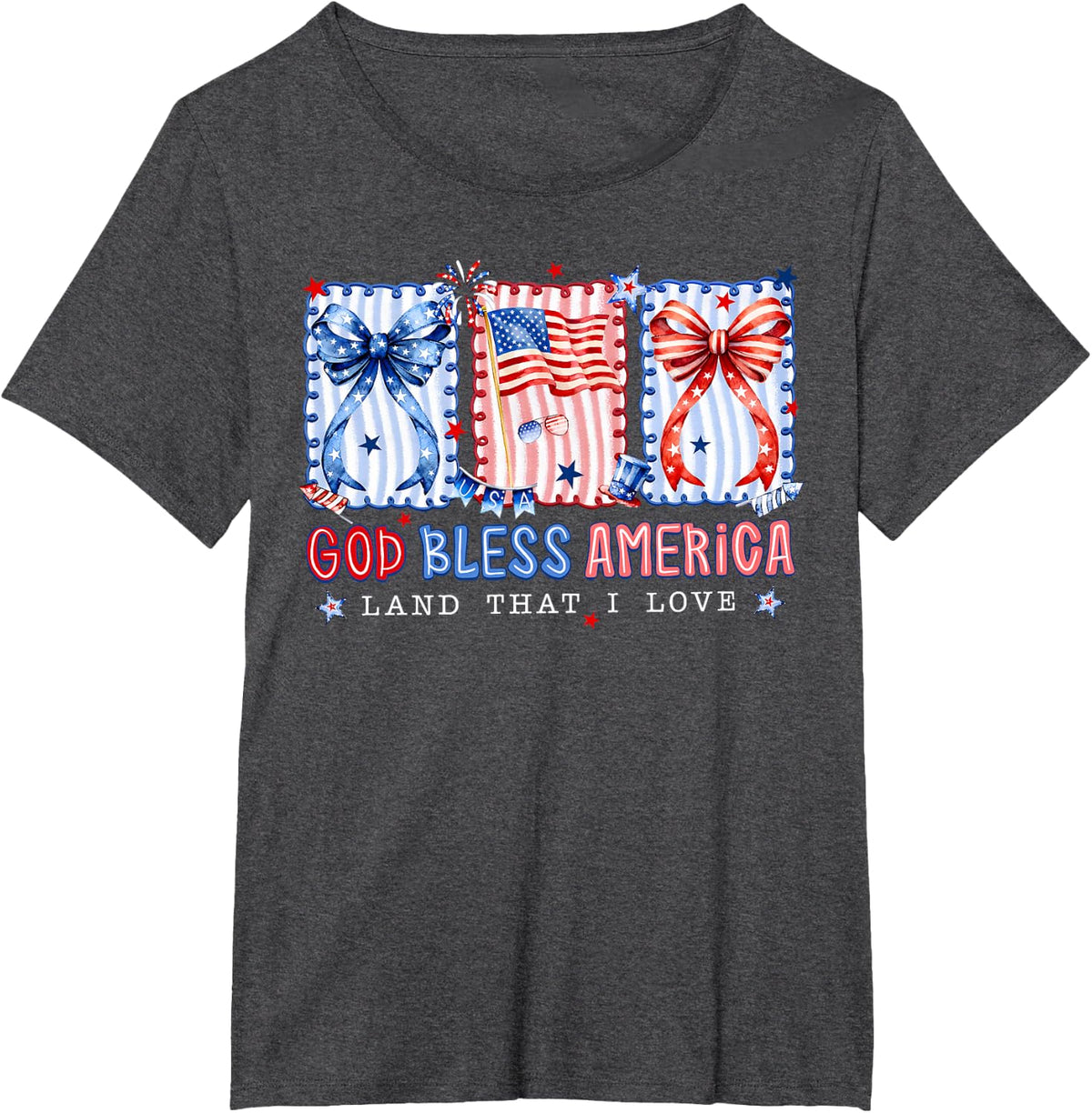 God Bless America Land that I Love 250 Years 4th of July T-Shirt - Dark Heather Grey
