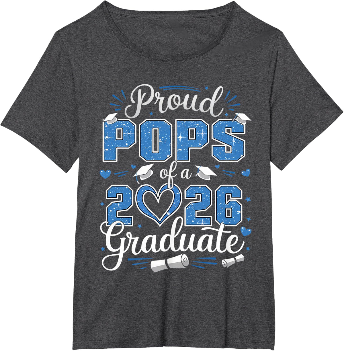 Proud Pops Of A Class Of 2026 Graduate 2026 Senior Pops 2026 T-Shirt - Dark Heather Grey