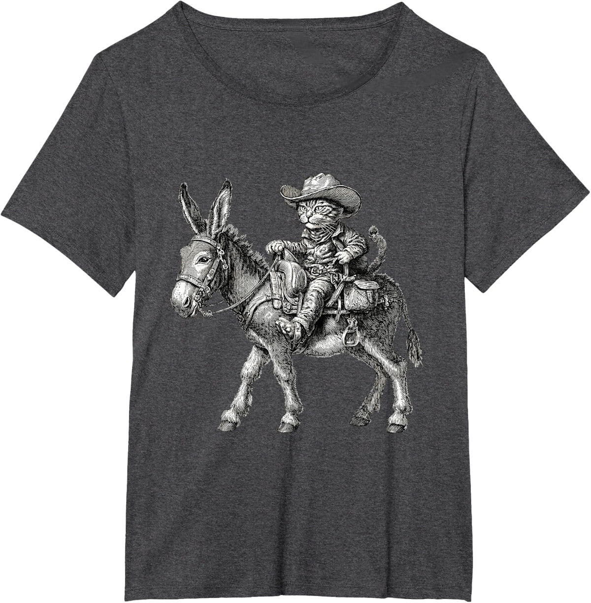 Cowboy Cat Vintage Western Country Cowgirl Funny Cat T-Shirt - Dark Heather Grey