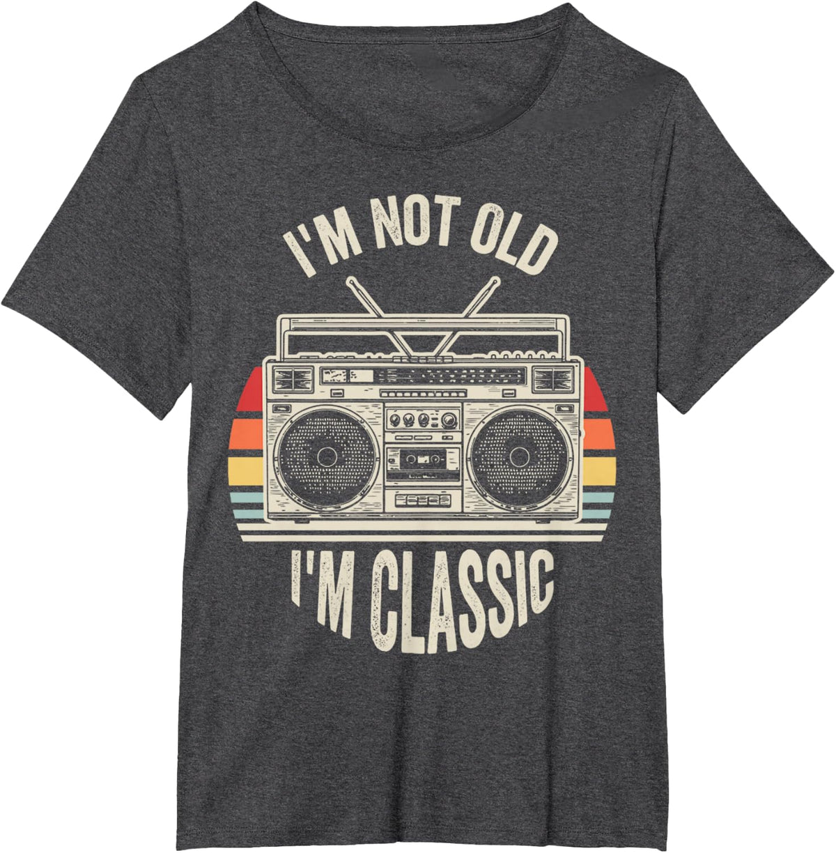 I'm Not Old I'm Classic Retro Boombox T-Shirt - Dark Heather Grey