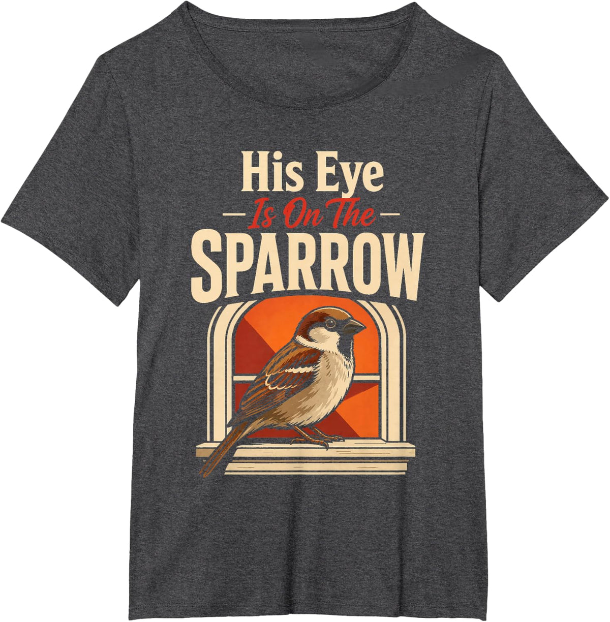 Christian Bird Watching His Eye is On The Sparrow Gift T-Shirt - Dark Heather Grey