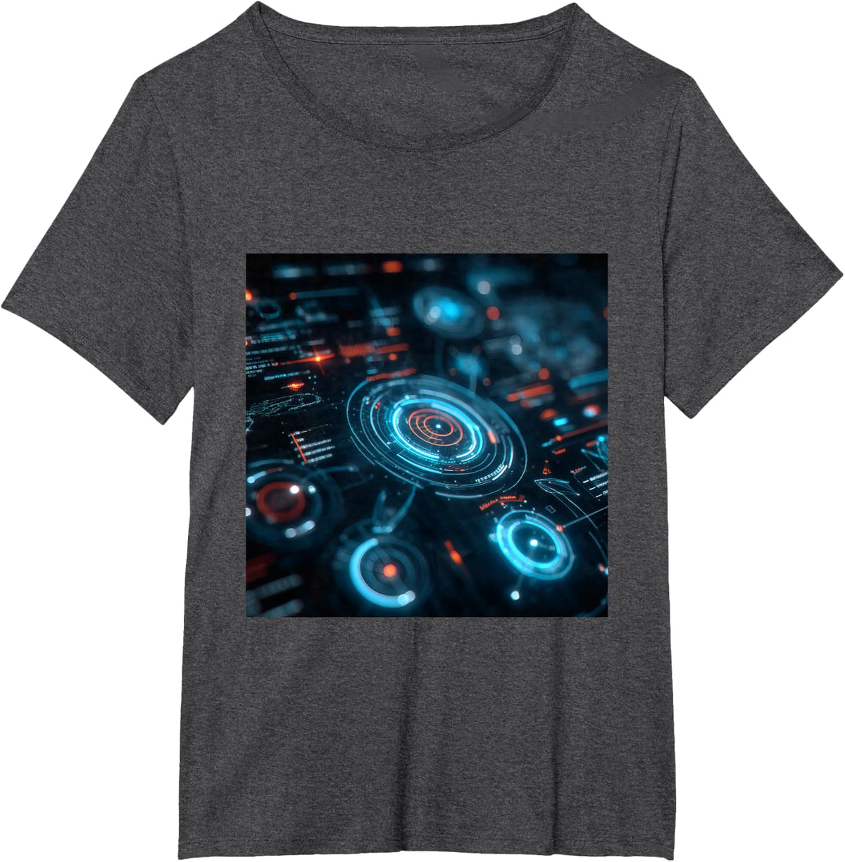 Futuristic Fi HUD Interface Cyberpunk Display T-Shirt - Dark Heather Grey