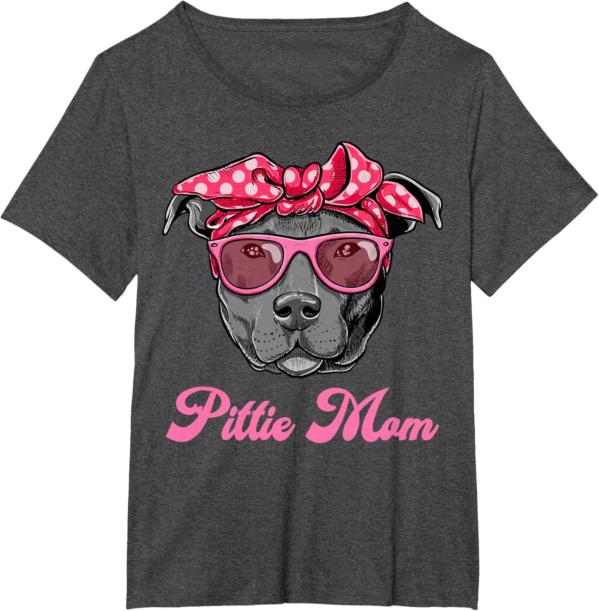 Funny PITTIE MOM Women T-Shirt Cool Pitbull Dog Retro Tee T-Shirt - Dark Heather Grey