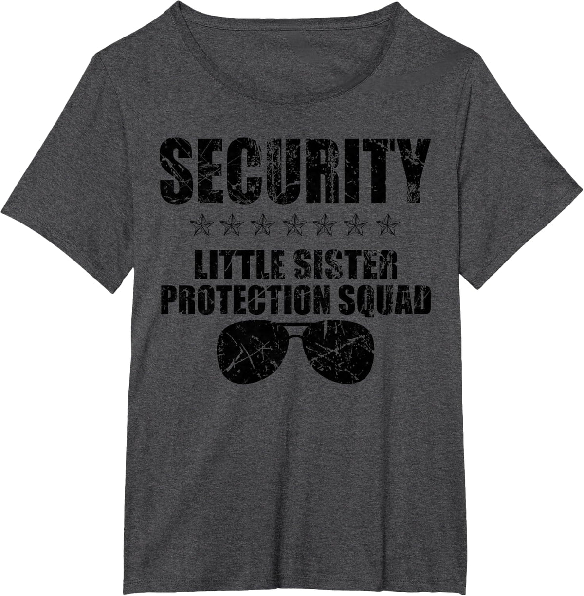 Security Little Sister Protection Squad Big Brother Siblings T-Shirt - Dark Heather Grey