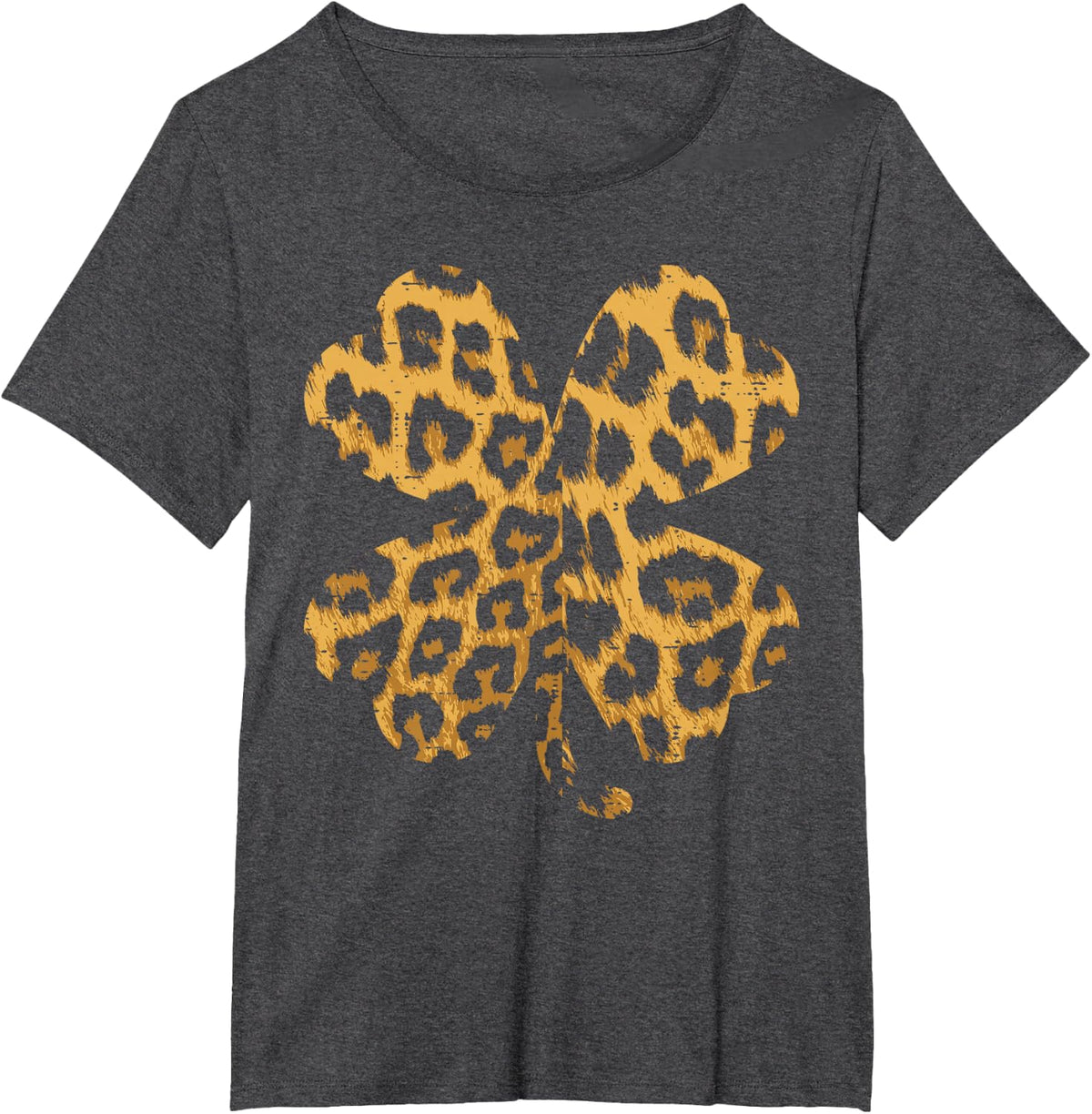 Cheetah Leopard Print Shamrock St Patricks Day Women Gift T-Shirt - Dark Heather Grey