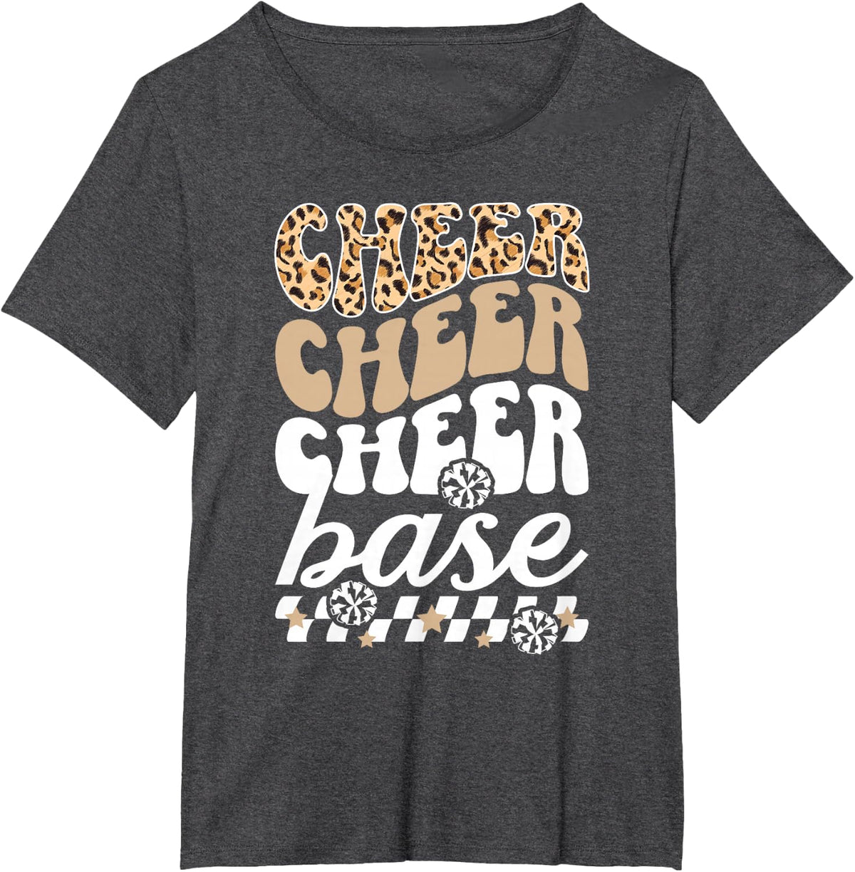 Cheer Base Groovy Cheerleader Base Cheerleading Base T-Shirt - Dark Heather Grey