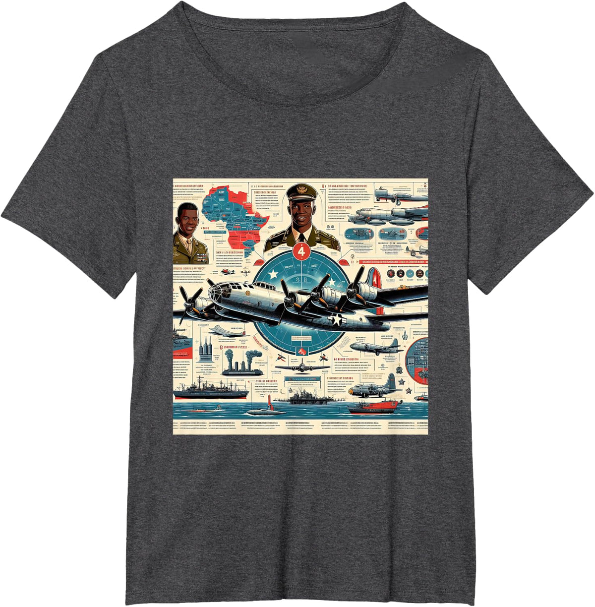 B29 Superfortress WW2 Warplane Airplane Infographics T-Shirt - Dark Heather Grey