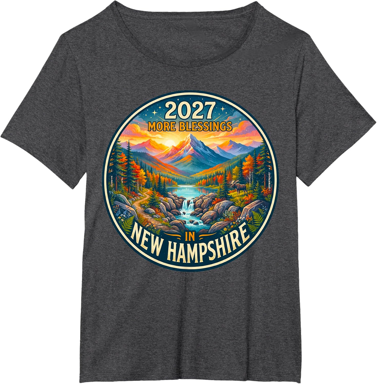 New Hampshire 2027 New Year Family Gathering Reunion Bless T-Shirt - Dark Heather Grey