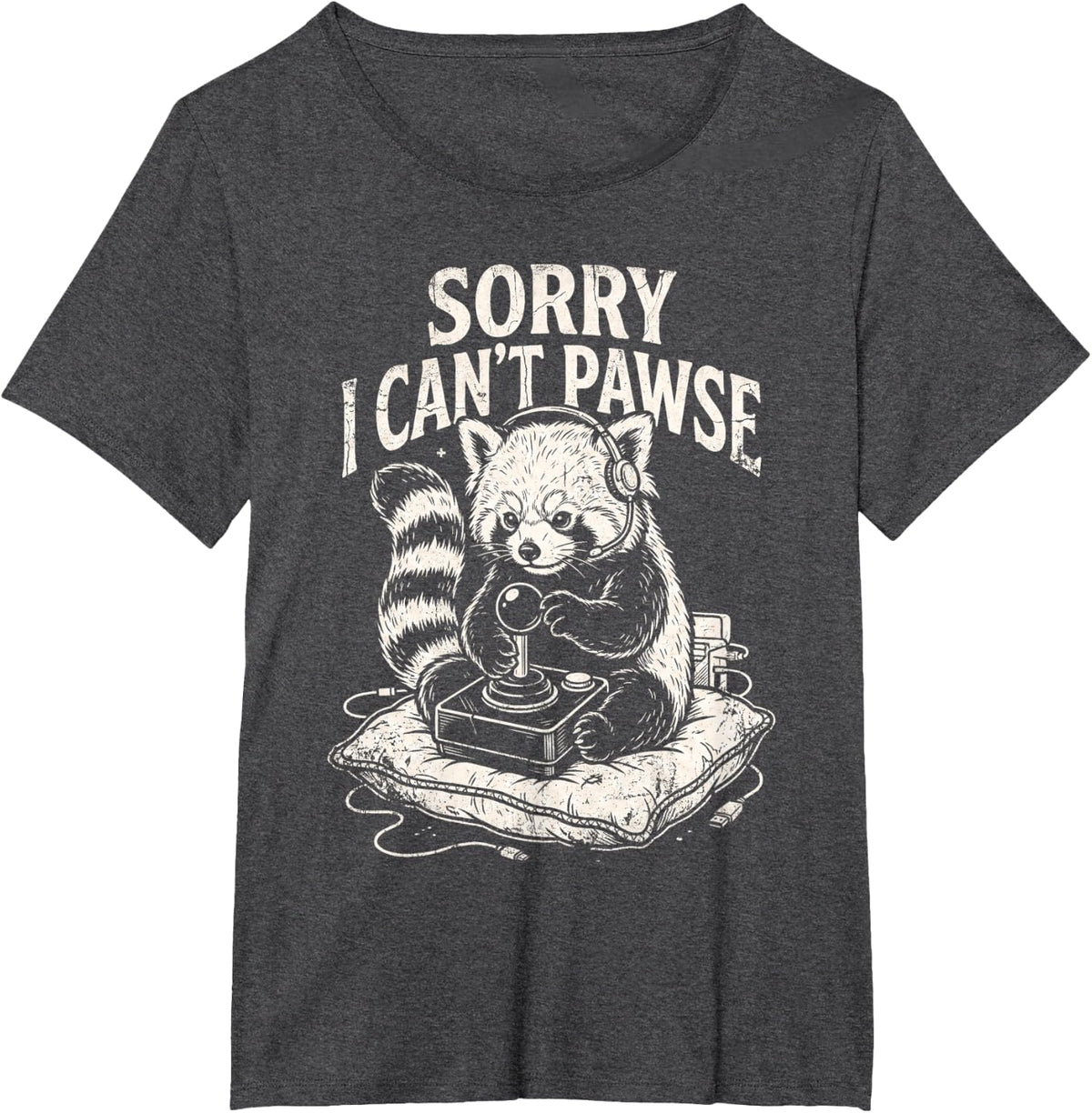 Red Panda Gamer Sorry I Can't Pawse Kawaii T-Shirt - Dark Heather Grey